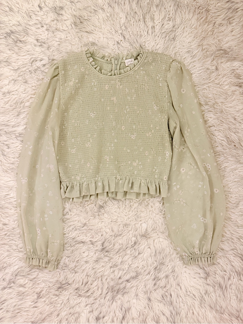 Wilfred ‘Tempest’ Blouse - Pastel Sage Grn/White